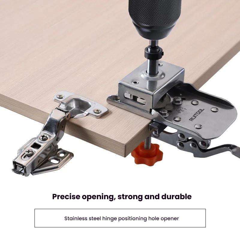 5 In 1 RUITOOL Stainless Steel Hinge Puncher Locator Adjustable Margin Quick Jig Woodworking Closet