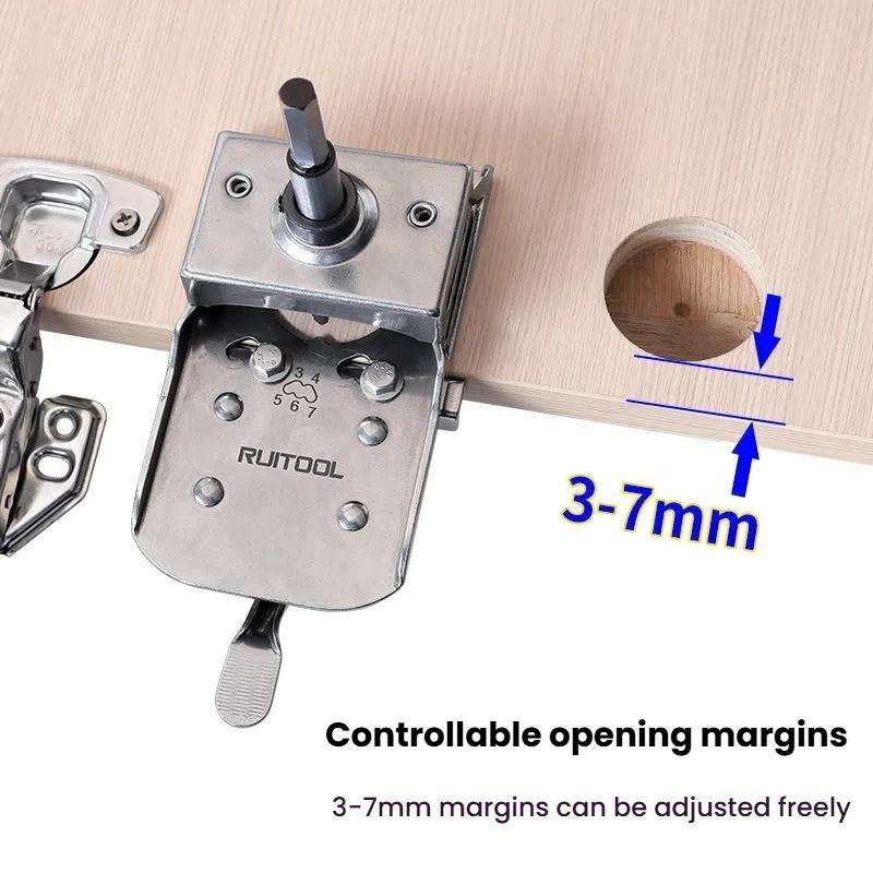 5 In 1 RUITOOL Stainless Steel Hinge Puncher Locator Adjustable Margin Quick Jig Woodworking Closet