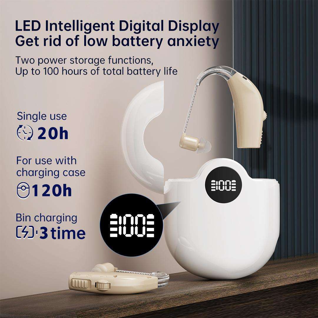 Noise-Cancelling Hearing Aid For Seniors With Digital Display And Charging Box(Skin Color)