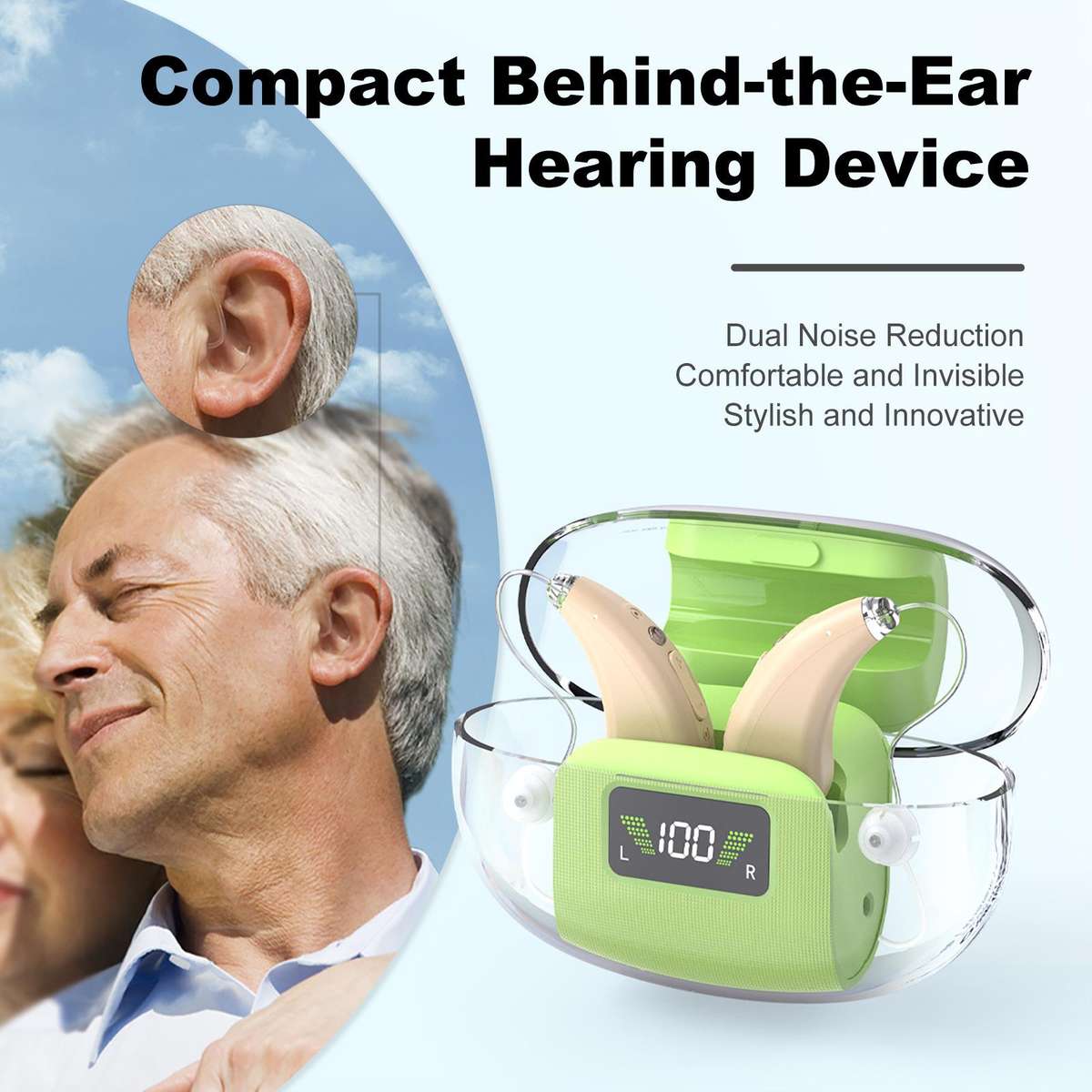 16-Channel Digital Hearing Aid Elderly Sound Amplifier With Digital Display Space Charging Box(Skin