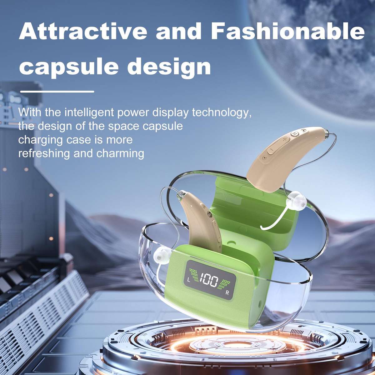 16-Channel Digital Hearing Aid Elderly Sound Amplifier With Digital Display Space Charging Box(Skin