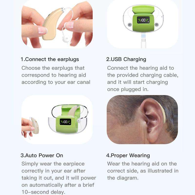 16-Channel Digital Hearing Aid Elderly Sound Amplifier With Digital Display Space Charging Box(Skin