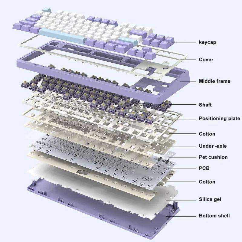 Ajazz AK870 Wireless Bluetooth Tri-mode Mechanical Keyboard RGB DIY Custom Hot Swap Gaming Keyboard,