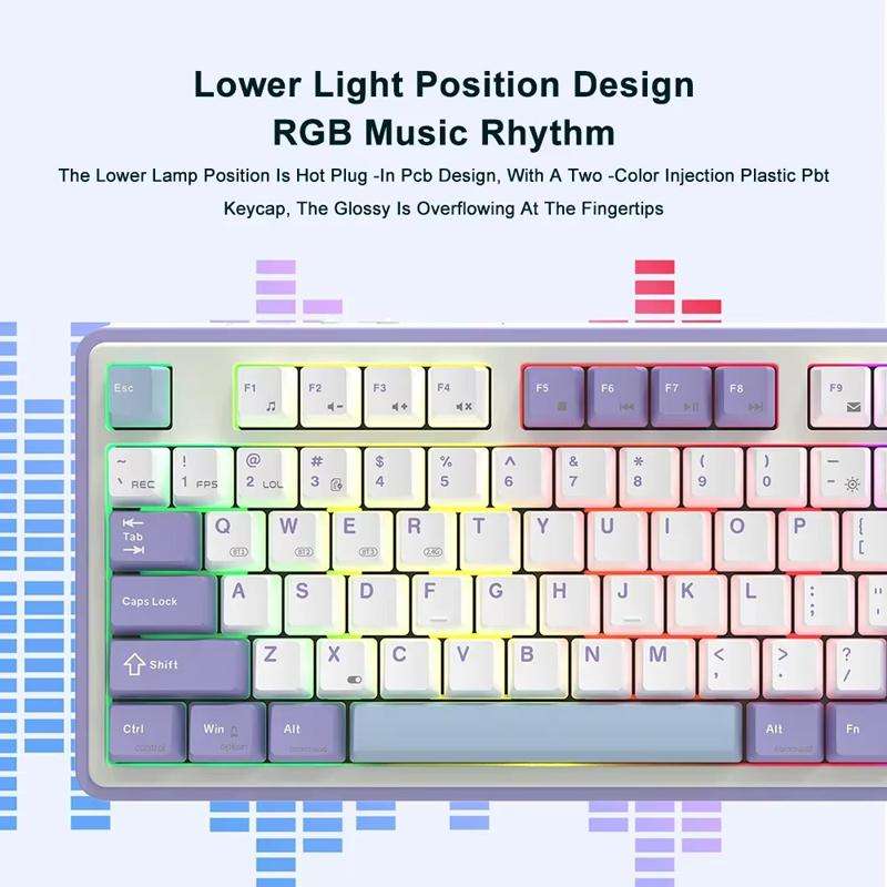 Ajazz AK870 Wireless Bluetooth Tri-mode Mechanical Keyboard RGB DIY Custom Hot Swap Gaming Keyboard,