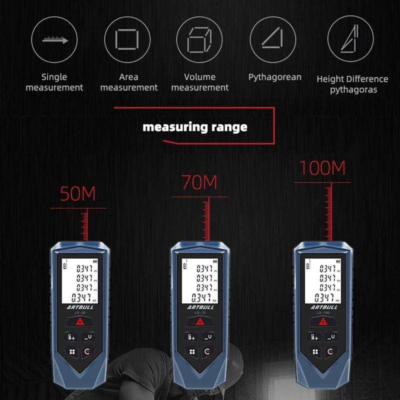 ARTBULL Handheld Infrared Laser Distance Meter Electronic Ruler(50m)