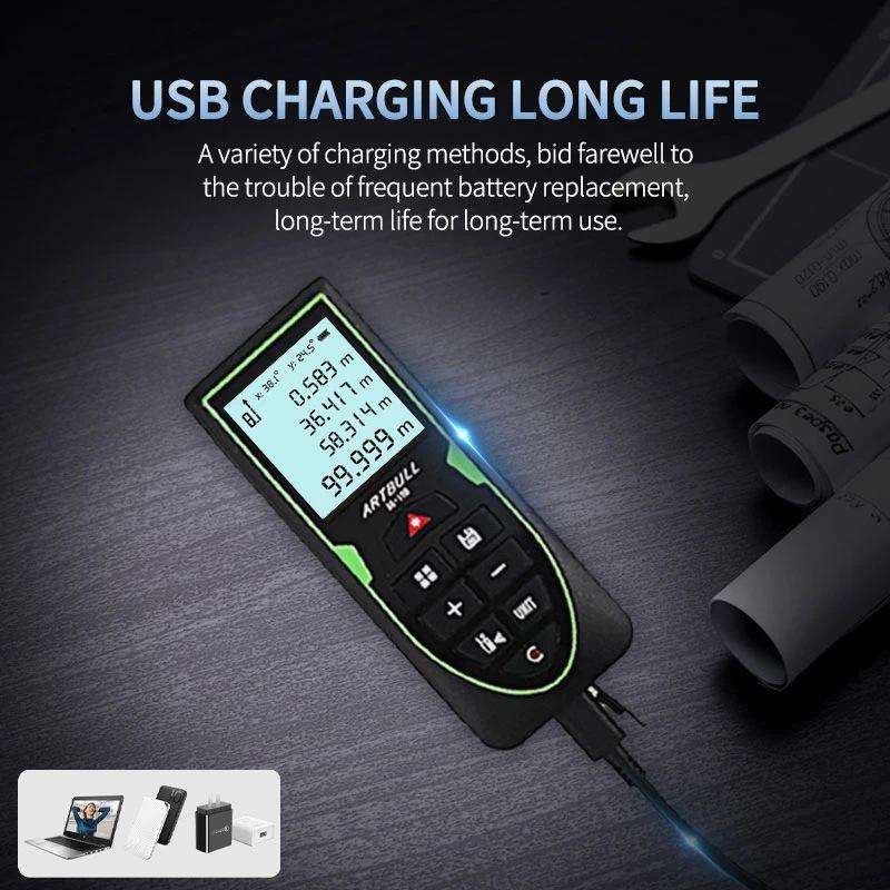 ARTBULL Laser Distance Meter Handheld Room Measuring Instrument Electronic Ruler(100m)