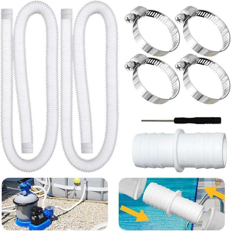 32mm Pool Hose + Connector + Screwdriver For Intex 300 GPH/530 GPH, Length: 1m White Hose