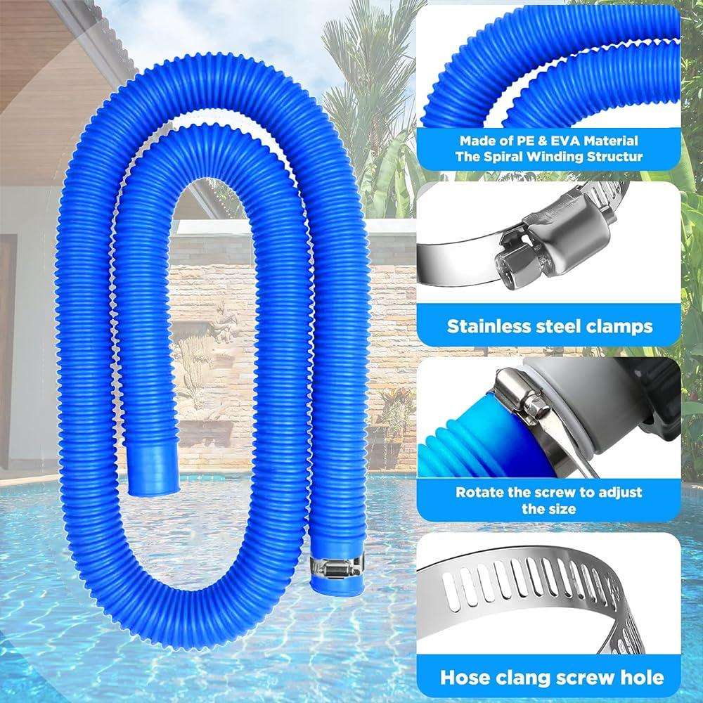 32mm Pool Hose + Connector + Screwdriver For Intex 300 GPH/530 GPH, Length: 1m White Hose