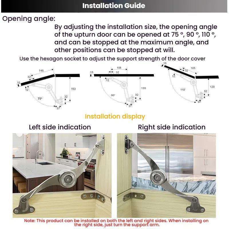 S-Shaped Mechanical Cabinet Wardrobe Door Randomly Stop Support Hinge Furniture Lift Up ... Type B