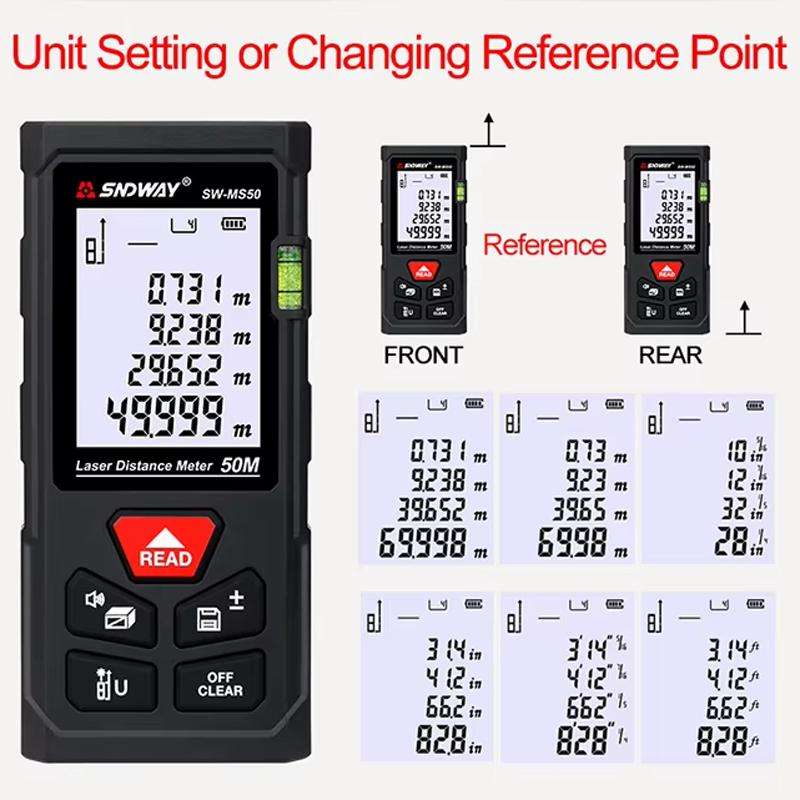 SNDWAY SW-MS50 50M Laser Distance Measuring Instrument High Precision Laser Ruler