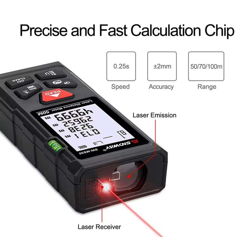 SNDWAY SW-MS50 50M Laser Distance Measuring Instrument High Precision Laser Ruler