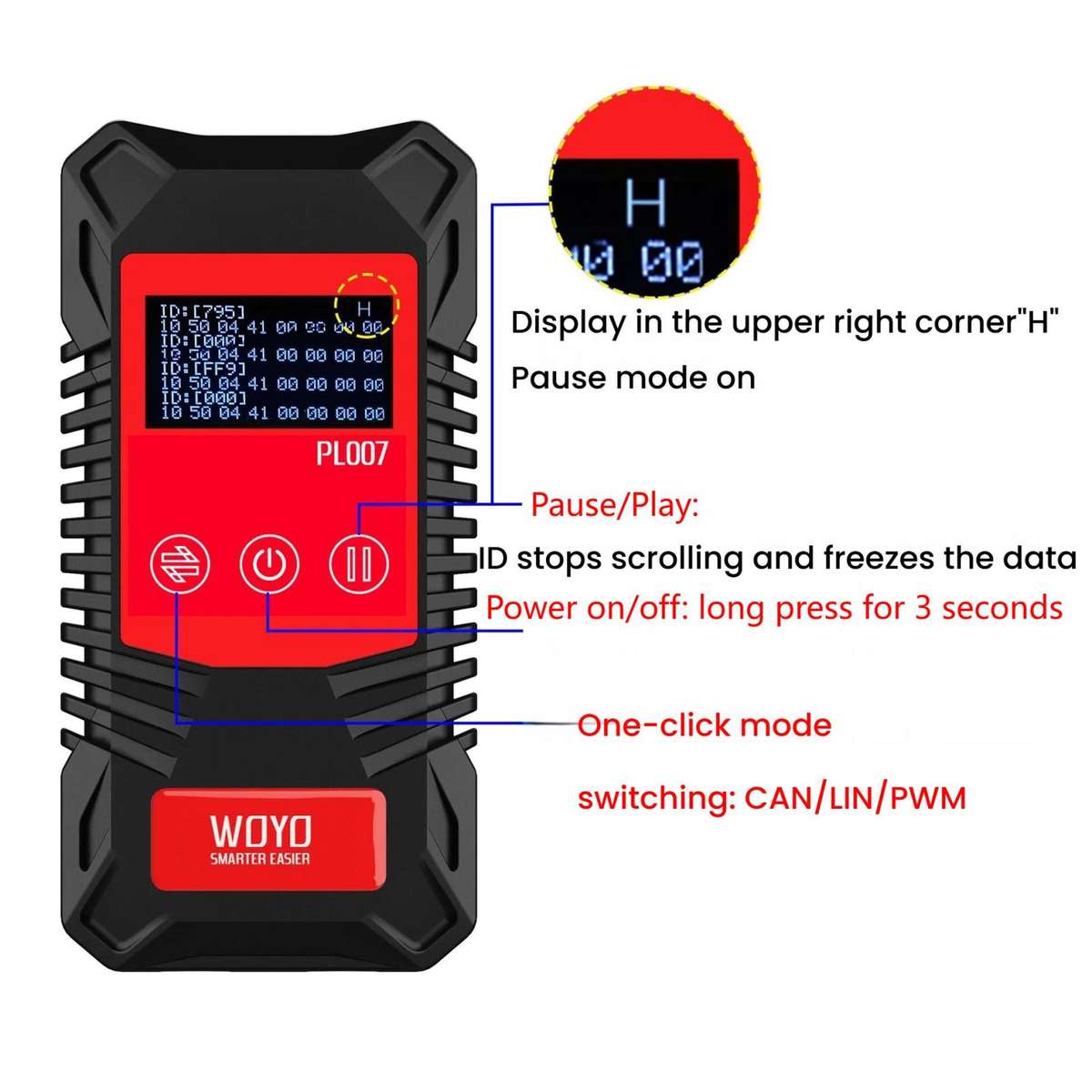 WOYO Handheld CAN/LIN/PWM Digital Communication Circuit Tester(PL007)