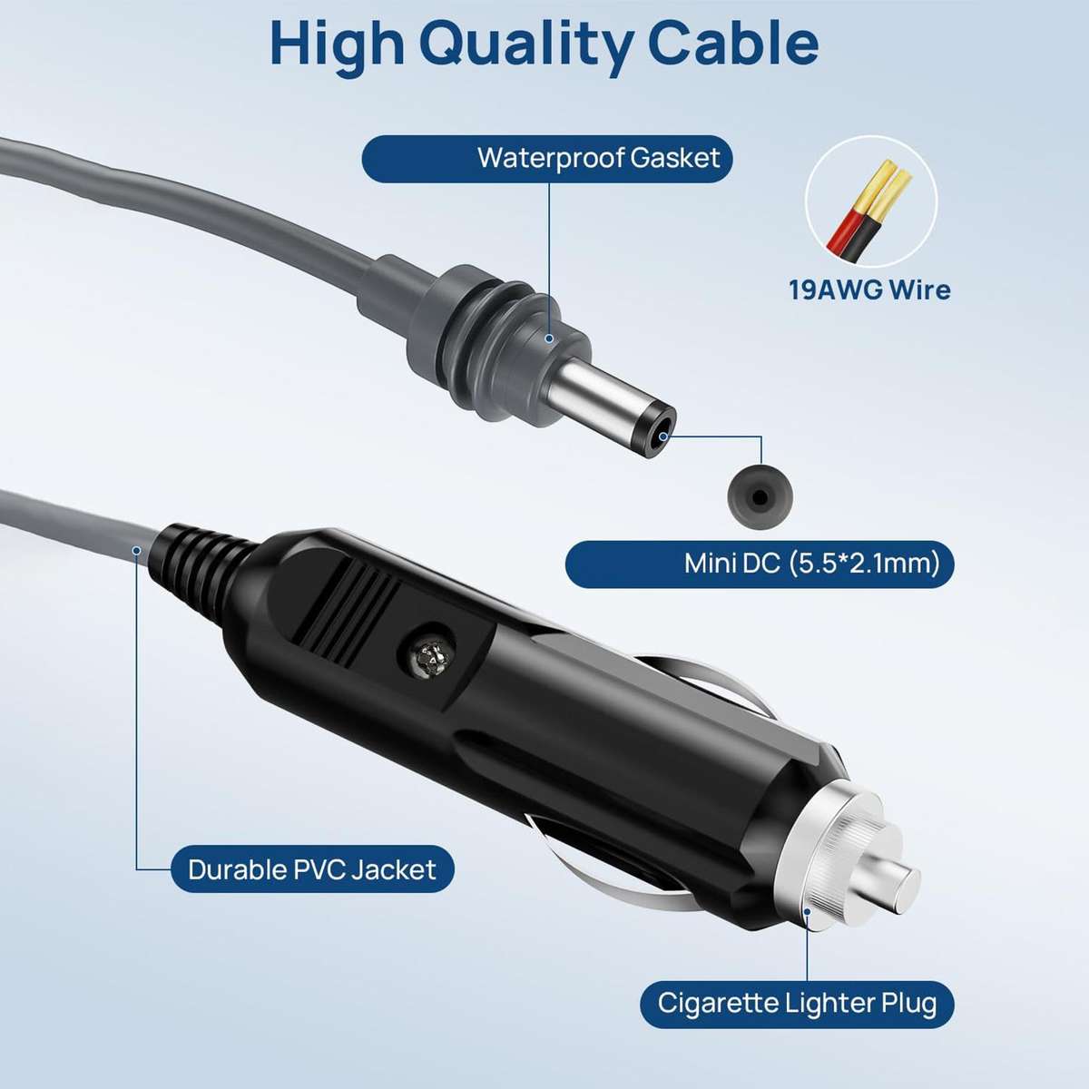 EDUP EP-SK0101 5m Mini Car Charger Cigarette Lighter To DC5.5 x 2.1mm Car Waterproof Power Cable