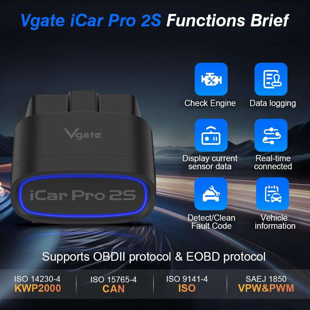 Vgate 3m bps Sleep Wireless Wake-up Diagnostic Instrument(iCar Pro 2S)
