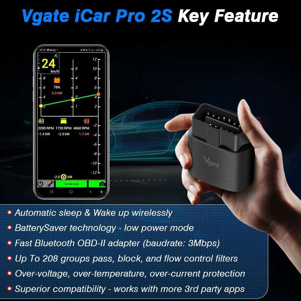 Vgate 3m bps Sleep Wireless Wake-up Diagnostic Instrument(iCar Pro 2S)
