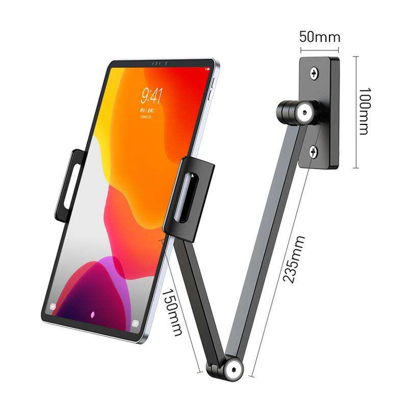 For 4.7-12.9inch Cell Phone Tablet PC Universal Bracket Base 360 Rotation Foldable Wal ... (White)