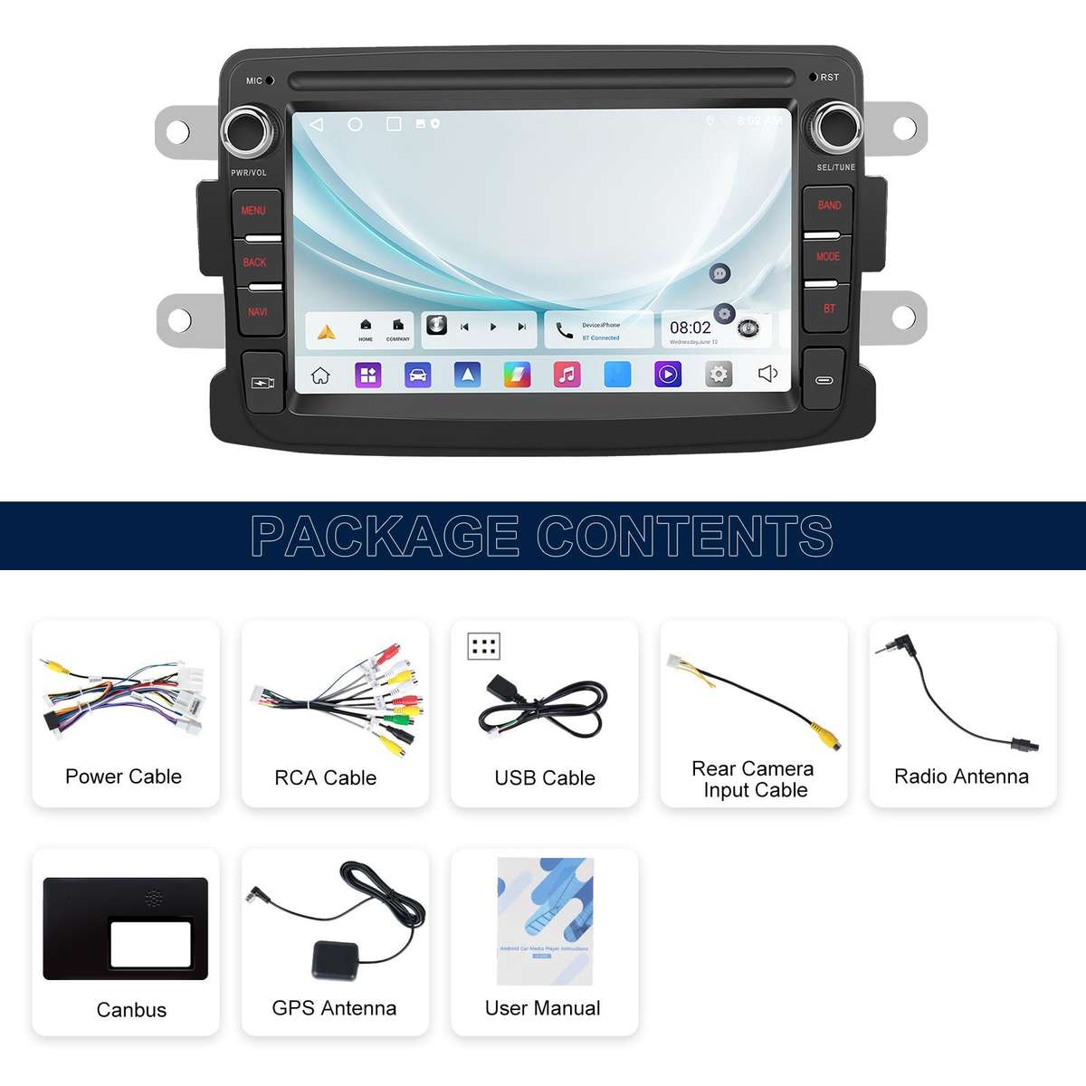 7 inch Horizontal Screen Android Navigation Car Bluetooth MP5 Player, For Renault / Captur / Symbol,