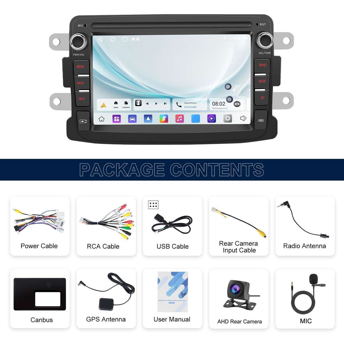 7 inch Horizontal Screen Android Navigation Car Bluetooth MP5 Player, For Renault / Captur / Symbol,