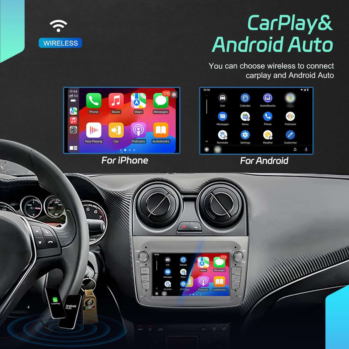 For Alfa Romeo MITO 2008-2016 7 inch Horizontal Screen Android 15 Carplay Car Center Control Integra