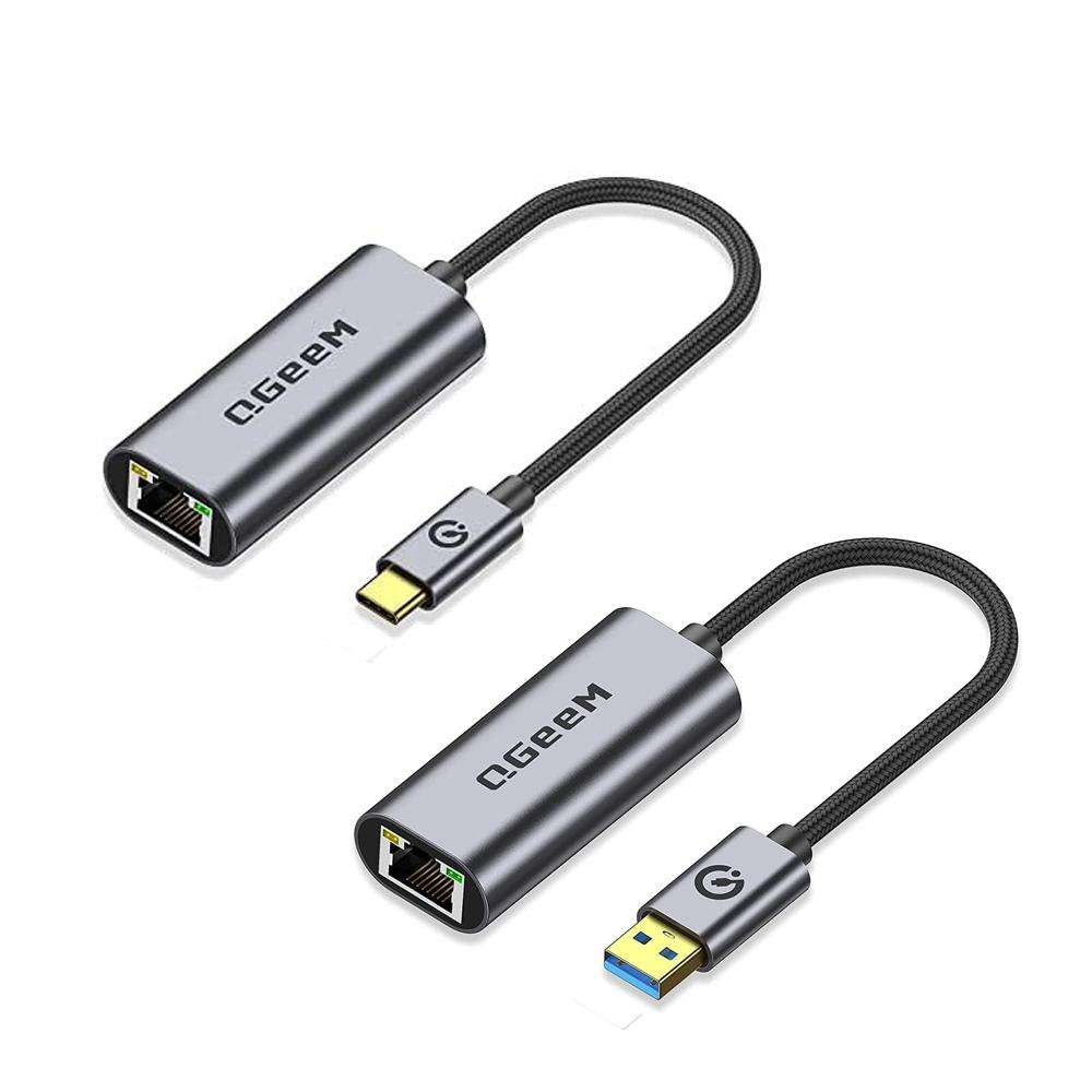 QGeeM USB-C/Type-C To RJ45 LAN Converter Gigabit Ethernet Adapter for Laptop, PC, Smartphone, Plug