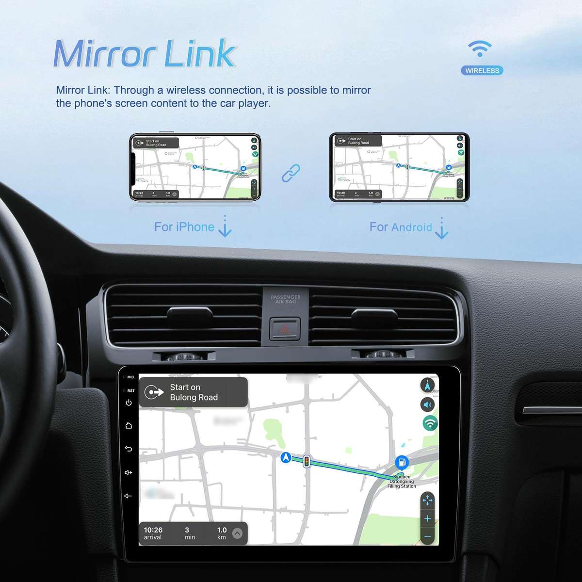 7 Inch 4+64G WiFi Version Dual Butt Universal Bluetooth Wireless Carplay Car Navigation Center Contr
