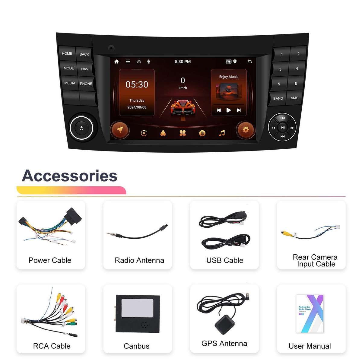 7 inch Horizontal Screen 2+64G Bluetooth Car Player Carplay Car Center Control Integrated Machine Fo