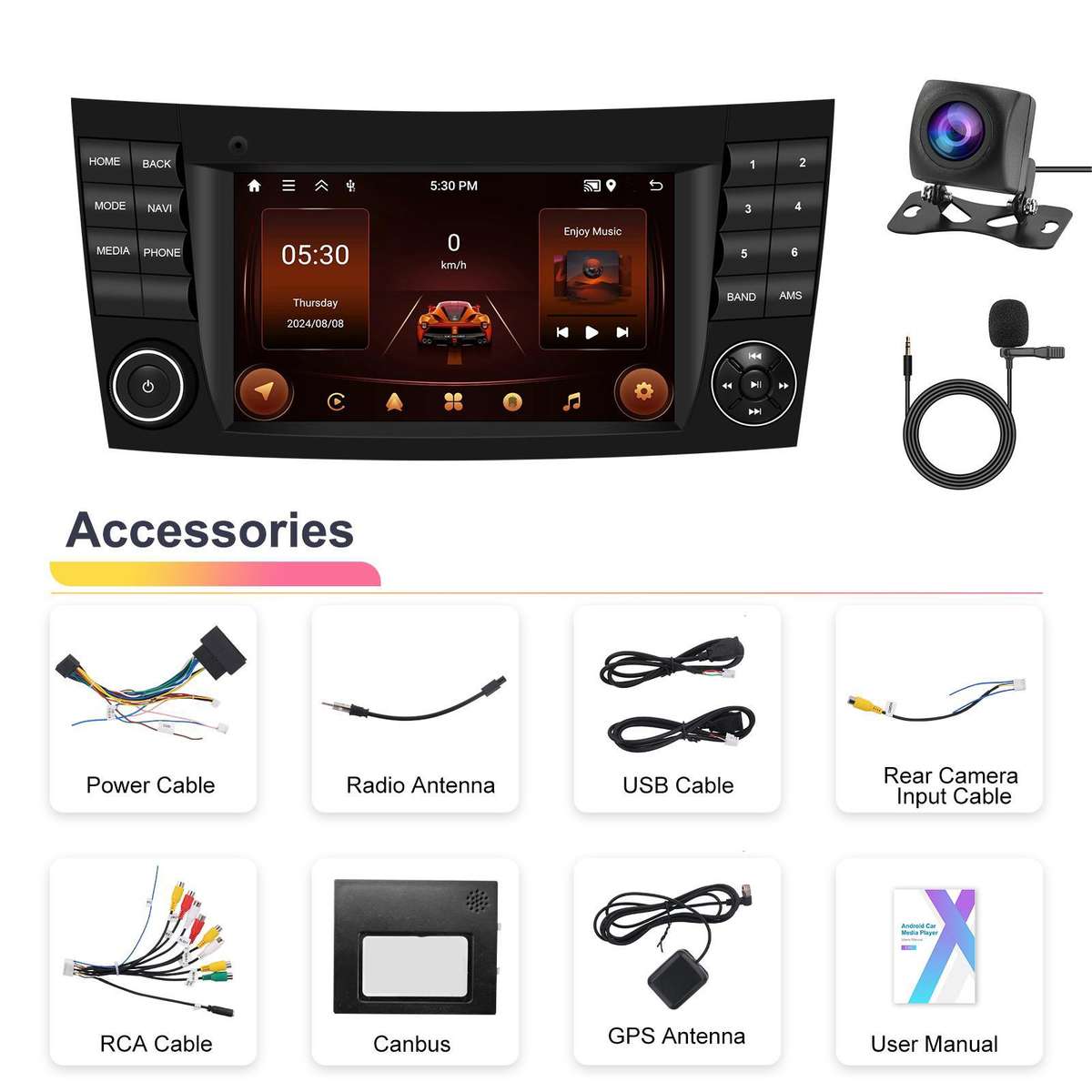 7 inch Horizontal Screen 2+64G Bluetooth Car Player Carplay Car Center Control Integrated Machine Fo