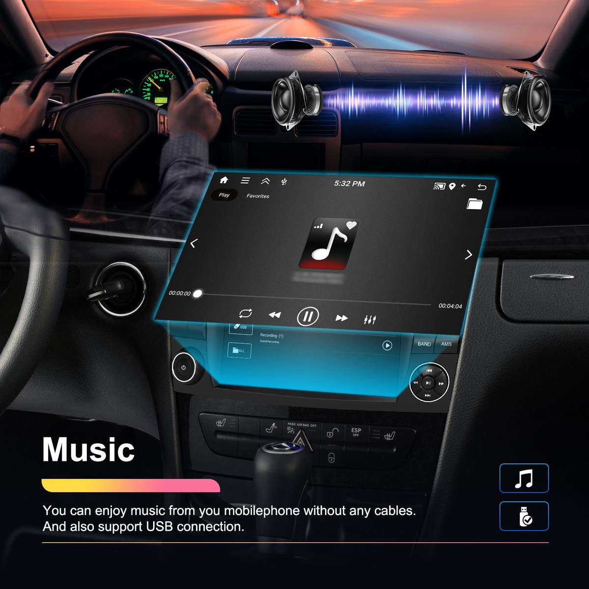 7 inch Horizontal Screen 2+64G Bluetooth Car Player Carplay Car Center Control Integrated Machine Fo