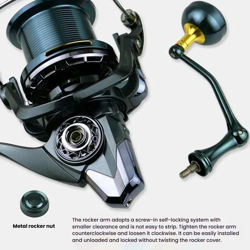 YUMOSHI TC10000 Guide Rod Structure All-Metal Spinning Reel Zero Backlash 4.7:1 Gear Ratio, Screw-