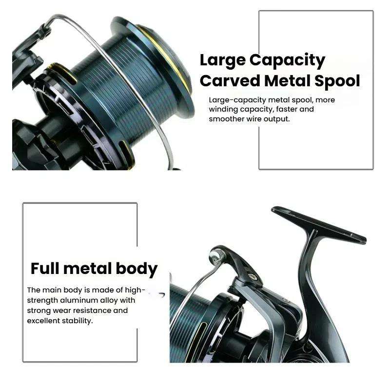 YUMOSHI TC10000 Guide Rod Structure All-Metal Spinning Reel Zero Backlash 4.7:1 Gear Ratio, Screw-