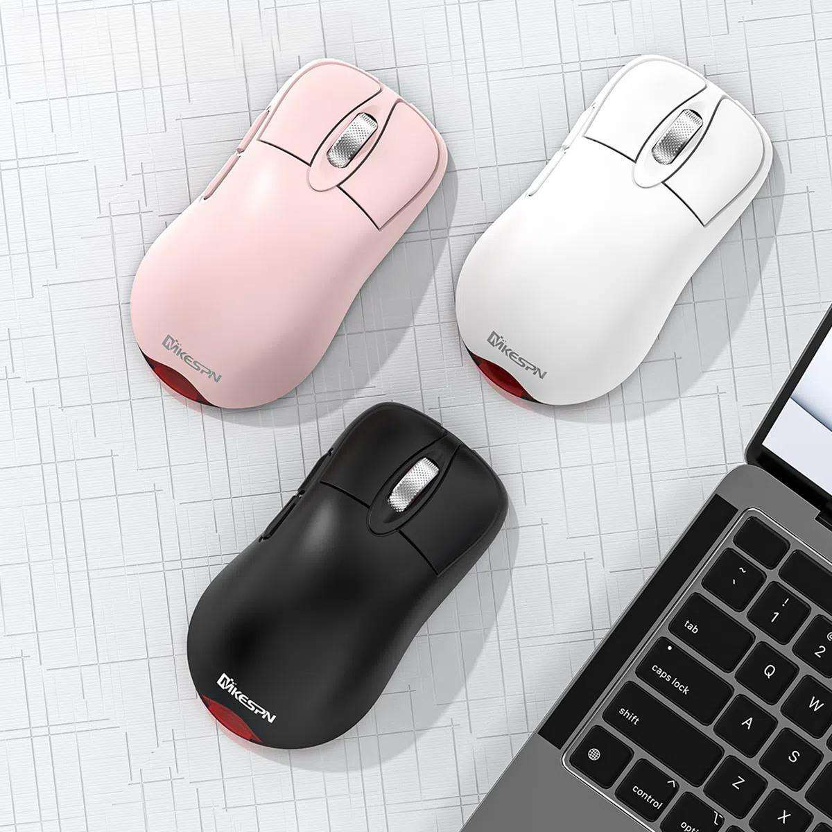MKESPN Tri-Mode Wireless Gaming Mouse 24000 DPI, 6 RGB Lighting Modes, Rechargeable, Macro Programma