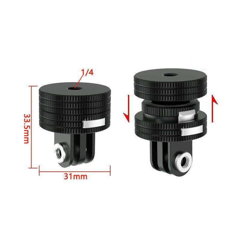 TFSM105 1/4 Female To 3-page Card Slot Action Camera Quick Release Adapter Tripod Accessories