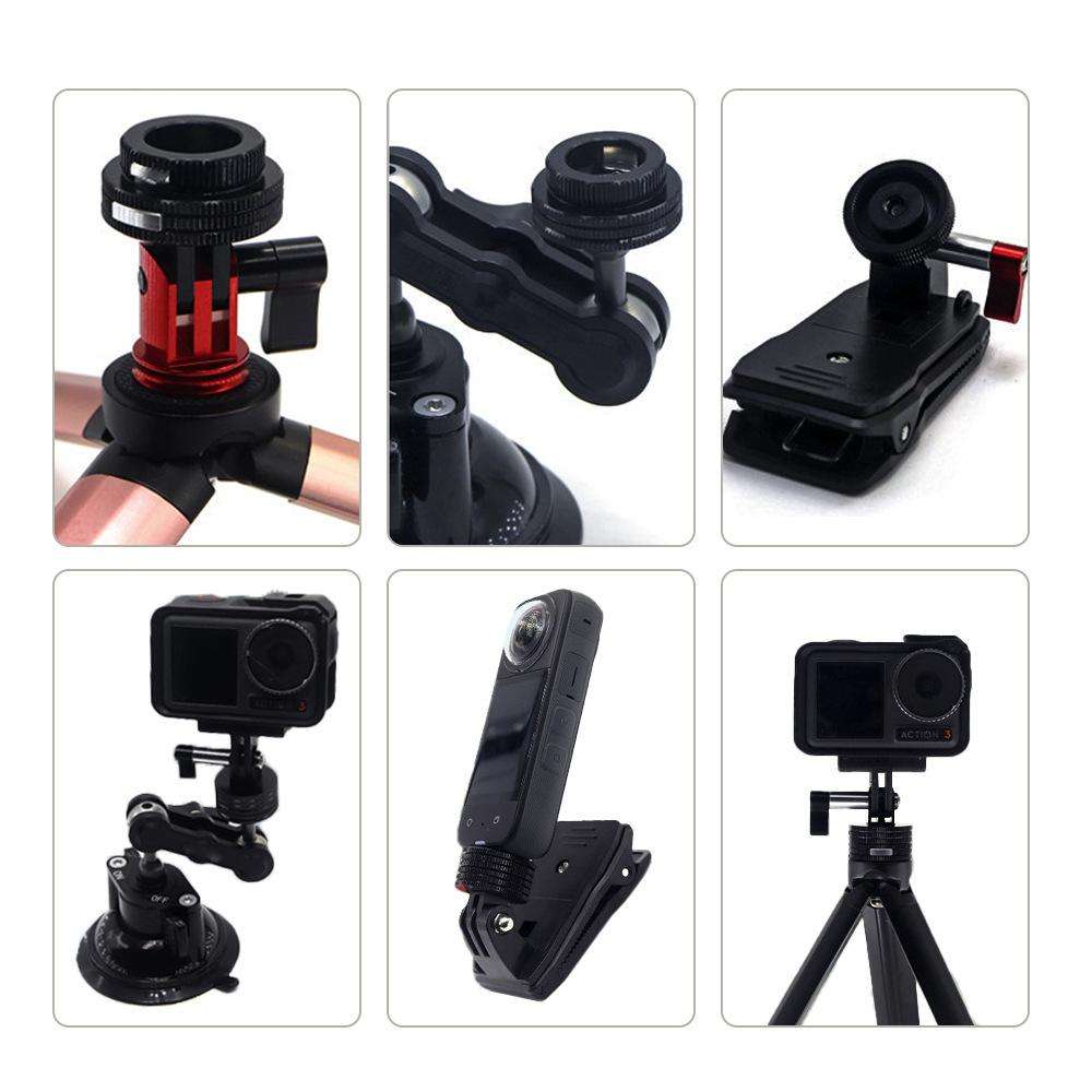 TFSM105 1/4 Female To 3-page Card Slot Action Camera Quick Release Adapter Tripod Accessories