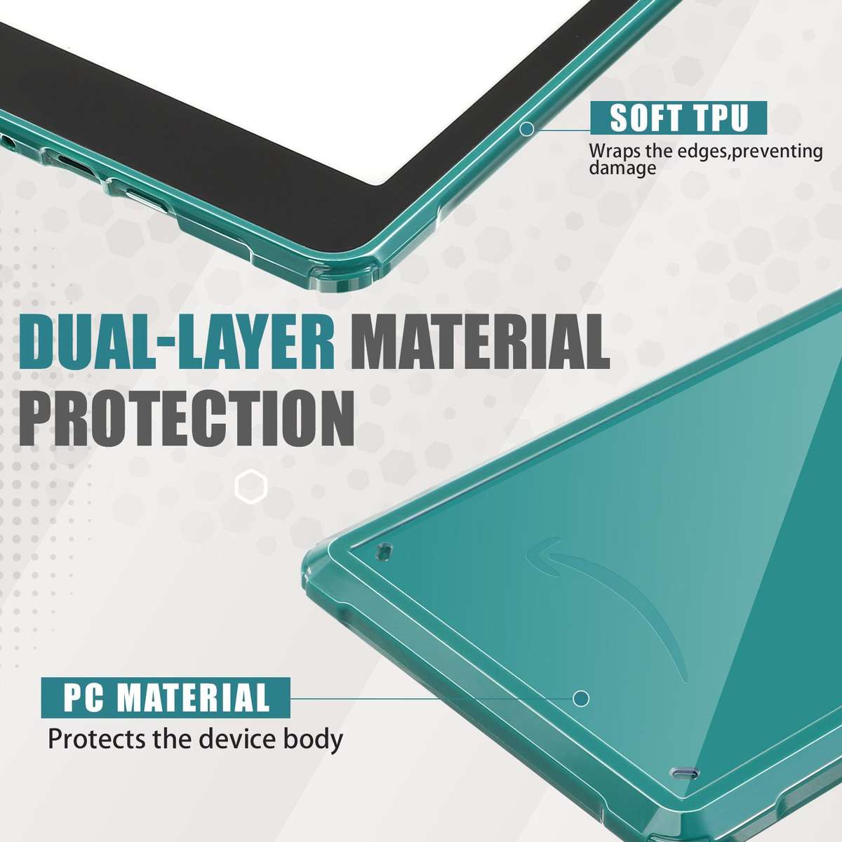 For Kindle Paperwhite 12th Gen 2024 Clear Case TPU+PC Lightweight Scratch-Proof ... Black Glitter