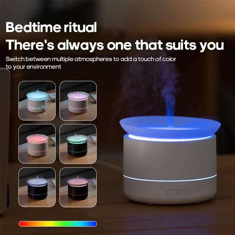 200ml Sea of Clouds Aroma Diffuser Essential Oil Humidifier with 7-Color Mood Lights USB ... White