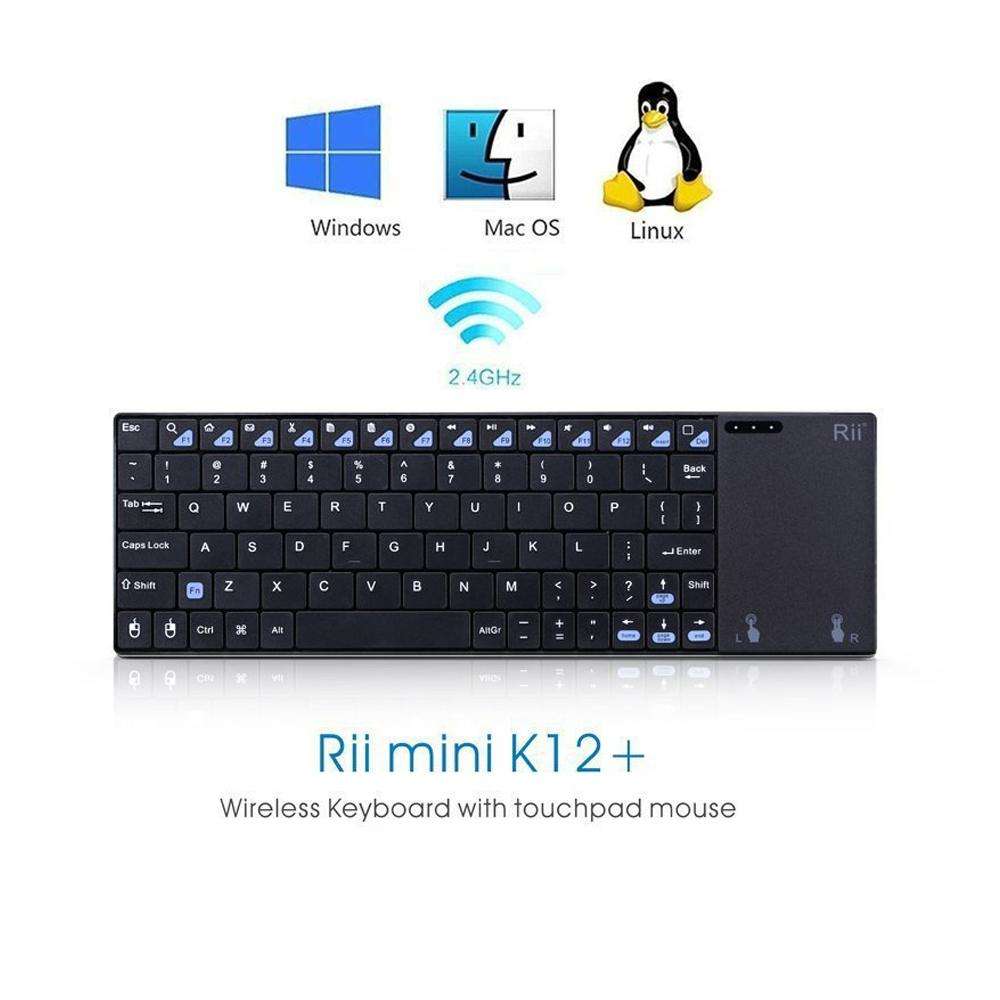 Rii K12+ Office Computer Notebook Silent 2.4GHz Wireless Mini Keyboard(Black)
