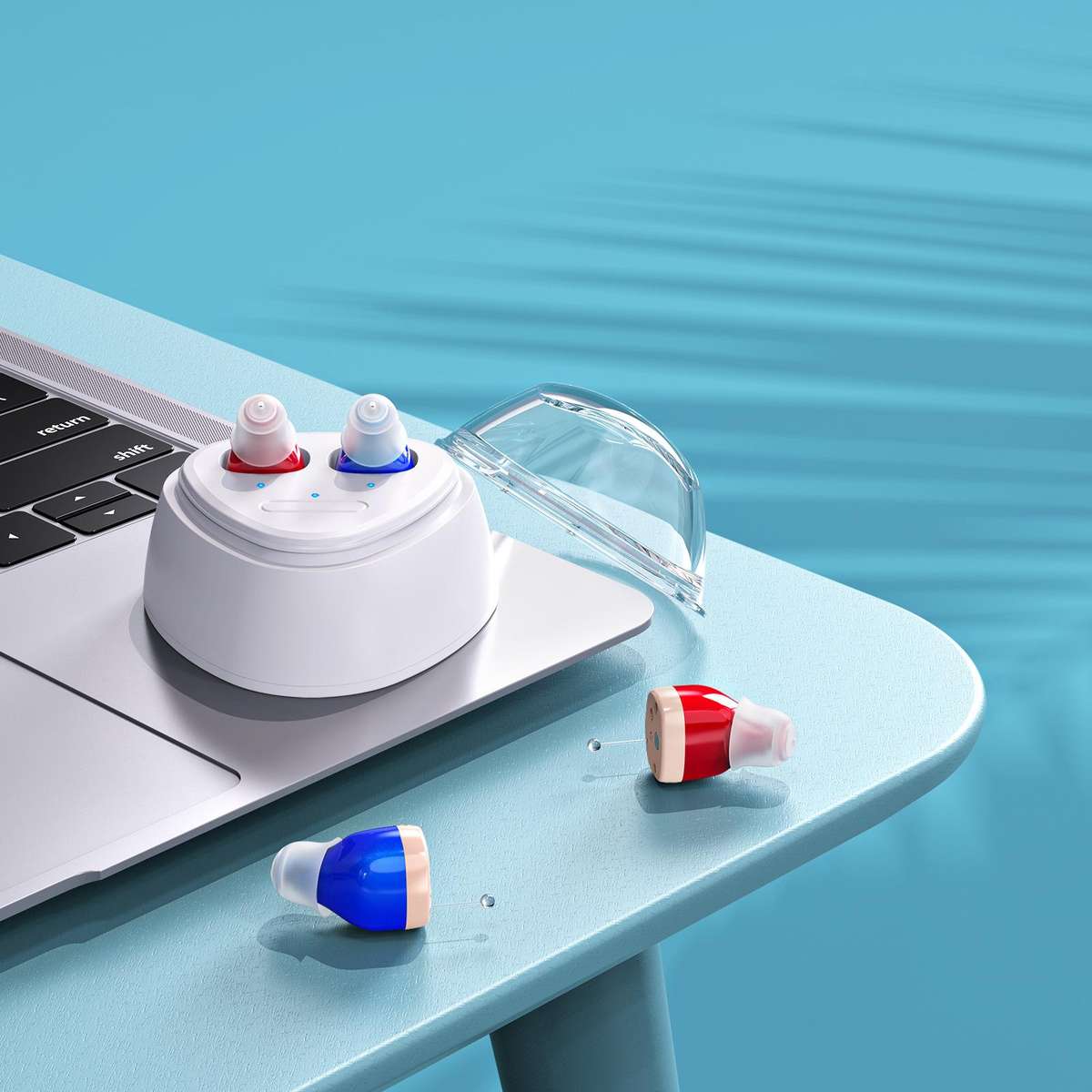 Ultra-Compact In-Ear Invisible Hearing Amplifier With Charging Case For Elderly(Skin Color +White Ca