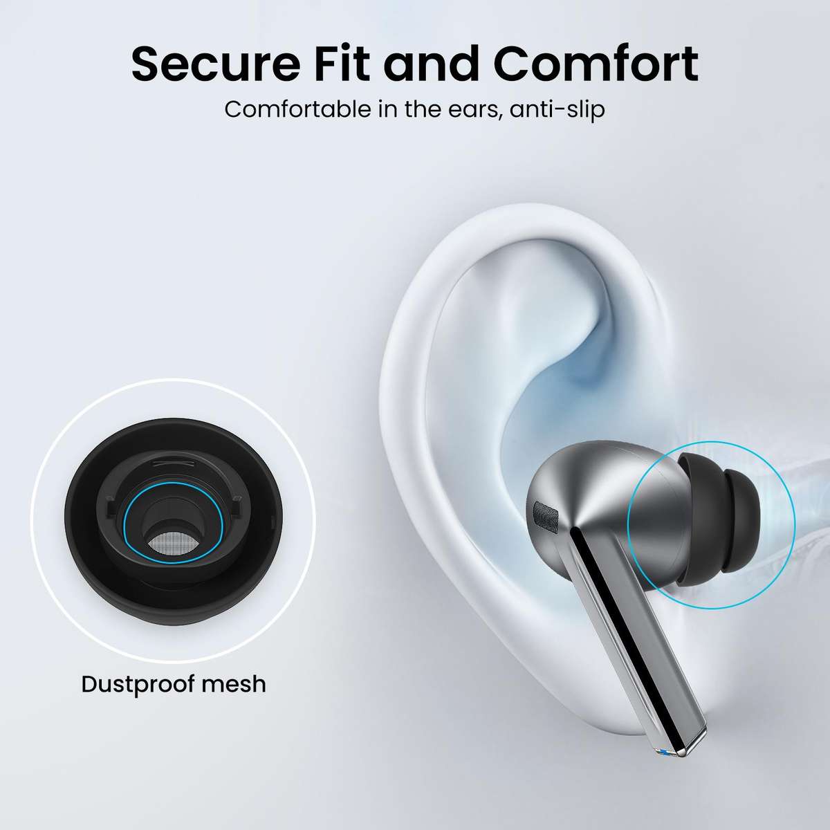 For Samsung Galaxy Buds3 Pro AhaStyle DD09 3pairs S+M+L Silicone Earbuds Earphone Prot ... (White)