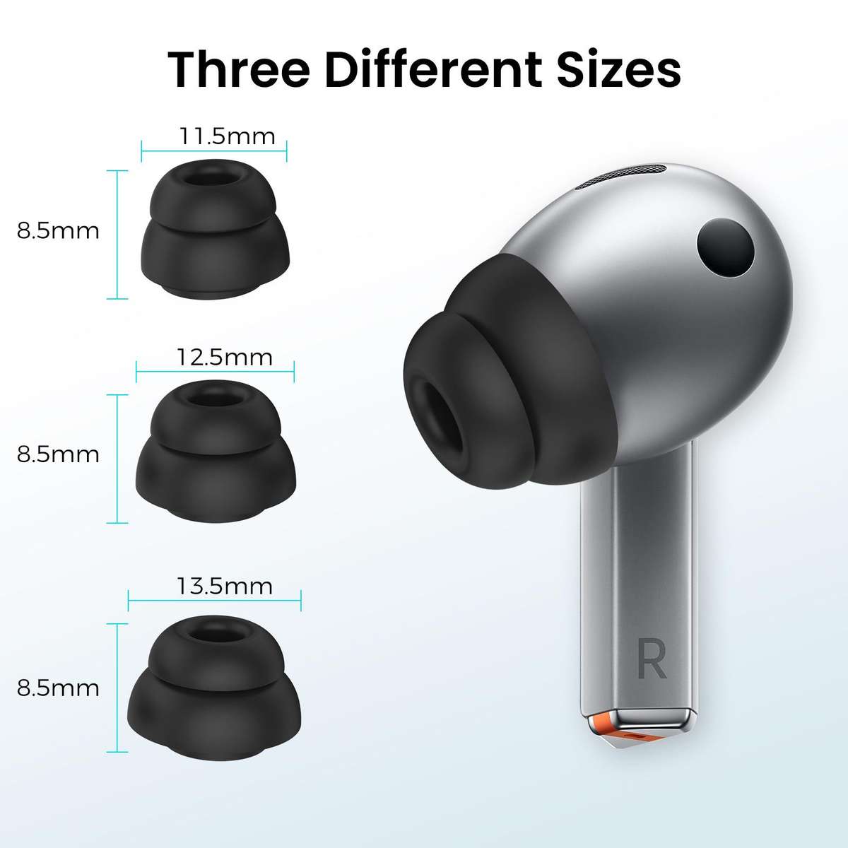 For Samsung Galaxy Buds3 Pro AhaStyle DD09 3pairs S+M+L Silicone Earbuds Earphone Prot ... (White)