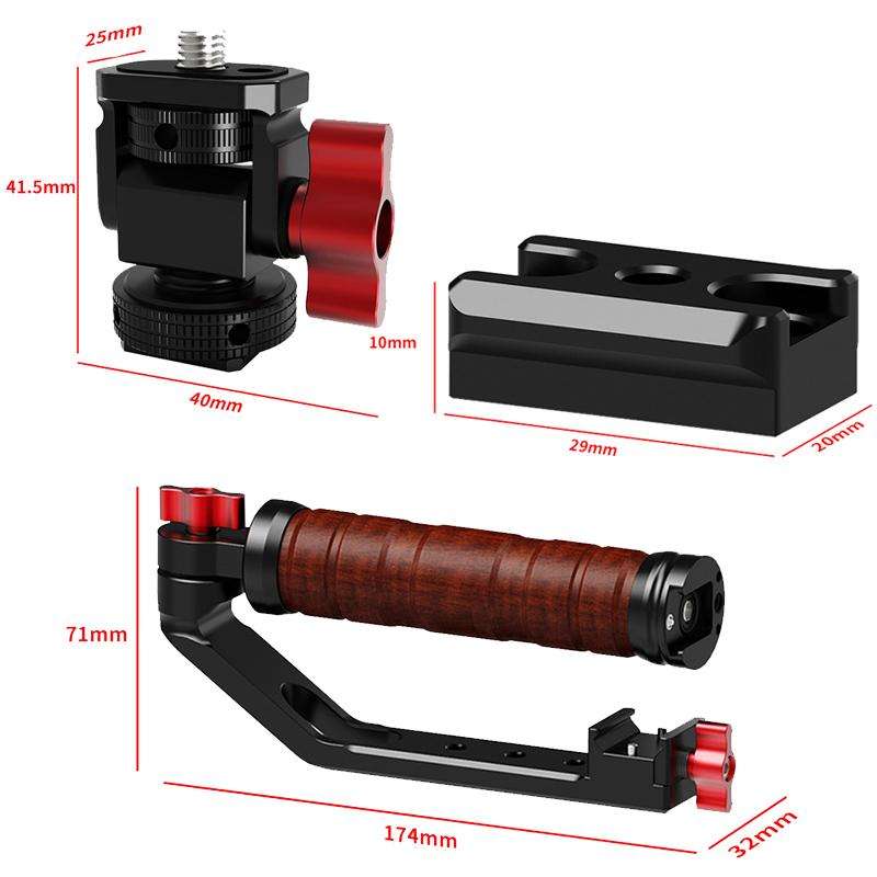 Gimbal Wooden Handle Chute Snail Gimbal Side Handle Grip,For DJI RS 4 Mini / 4 PRO / 3 / 3 Mini /