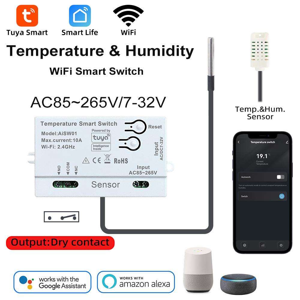 Graffiti WIFI Temperature Dry Contact Switch Module APP Remote Control Switch, Supports Google / Ale