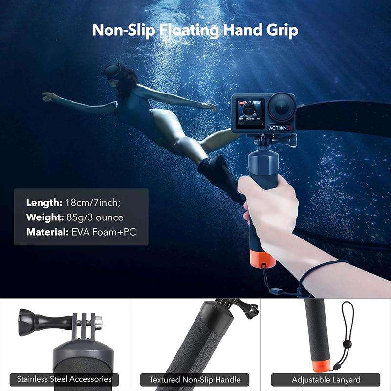 For DJI Action 5 Pro/4/3 Waterproof Diving Case with Buoyancy Float Stick Kit Includes Anti-Fog Inse