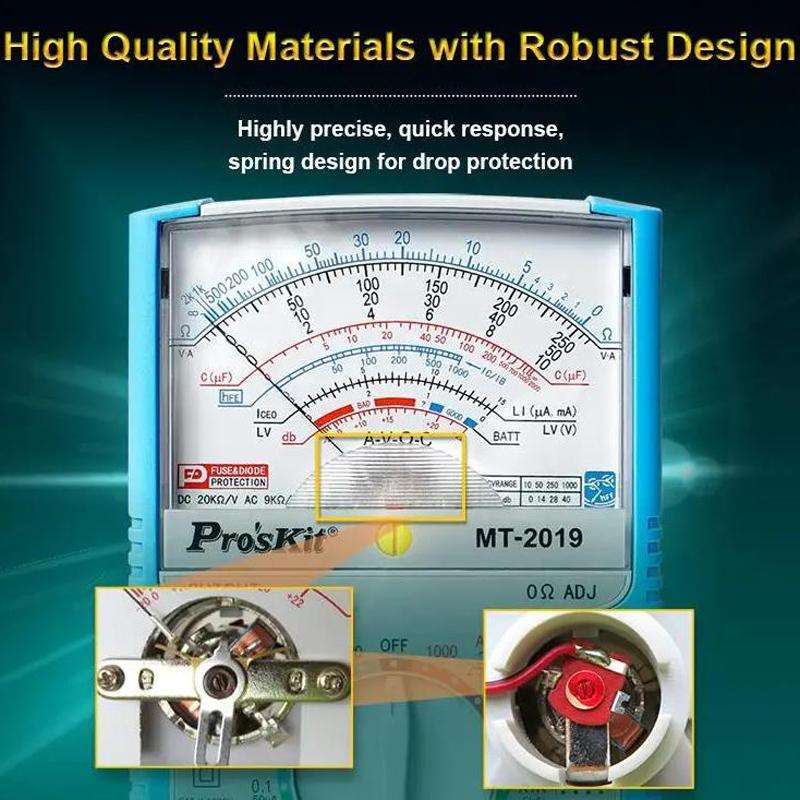 ProsKit MT-2019 Analog Multimeter 24 Range Mechanical High Precision Universal Meter