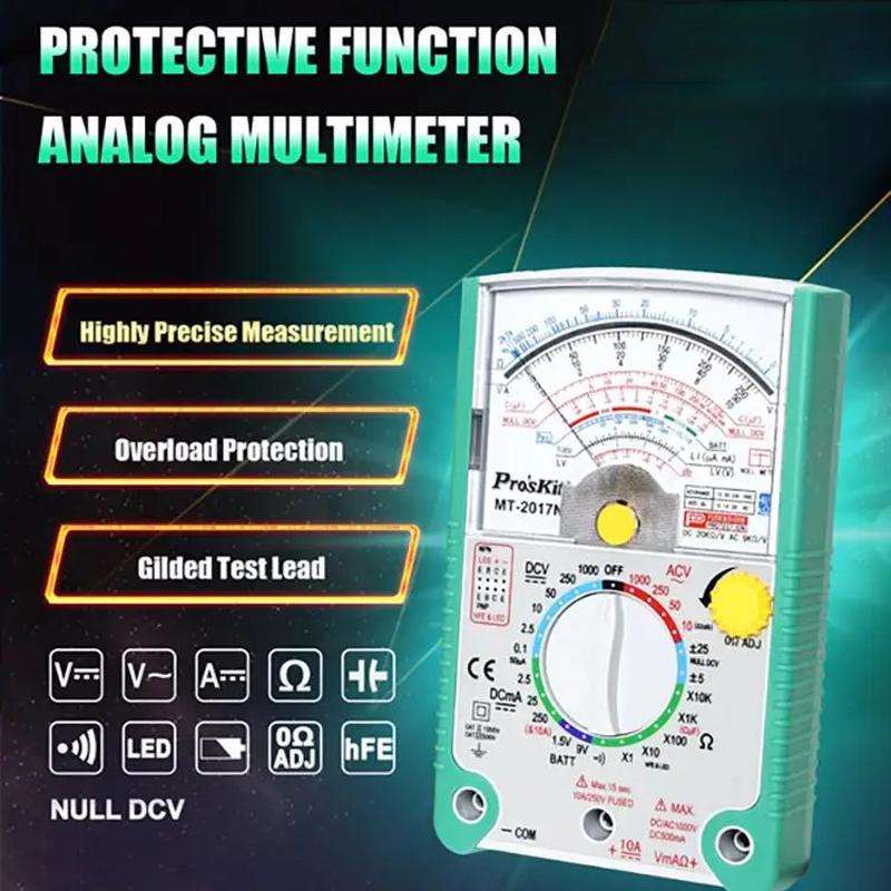 ProsKit MT-2017N Analog Multimeter 26 Range Misoperation-Proof Burn-Proof Electrical Meter