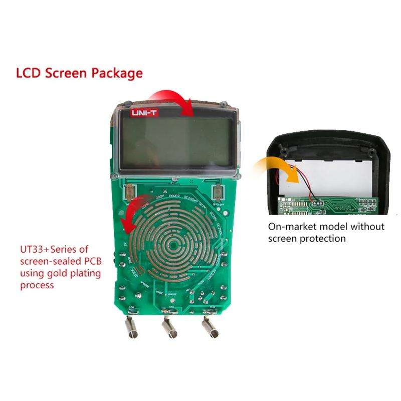 UNI-T UT33D+ Palm Size Multimeter With Backlit LCD Display, 600V 10A AC/DC Voltage Tester