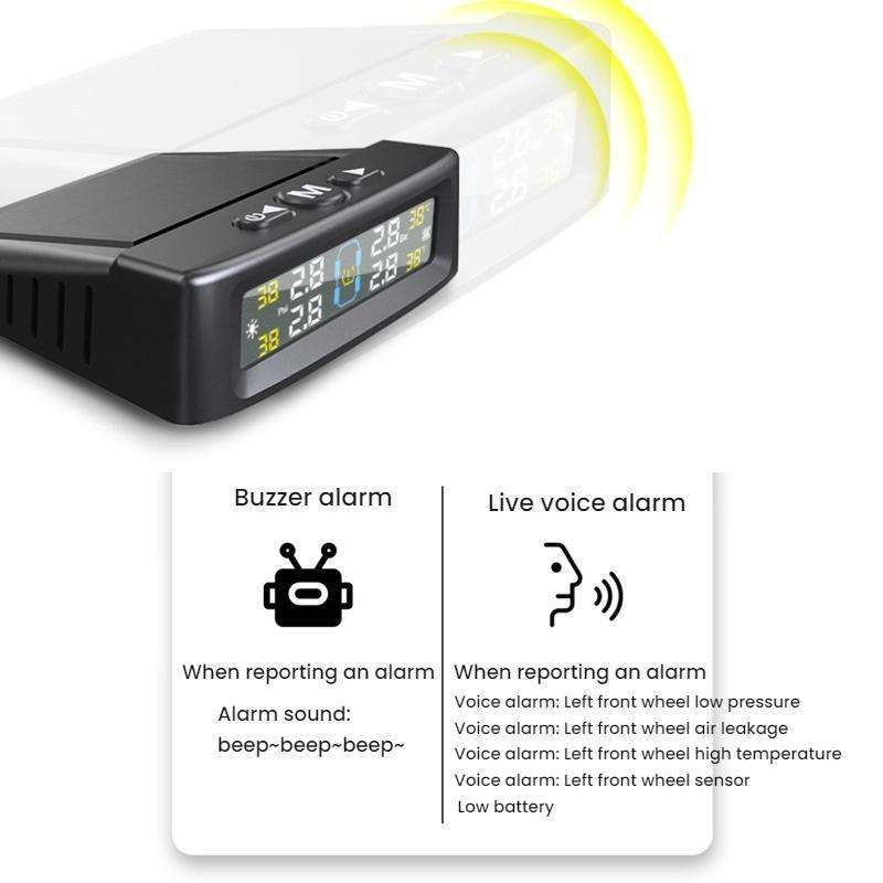 Automotive TPMS Four-Tire Pressure Monitor, Specification: Beep Sound Version External Sensor(Eng...