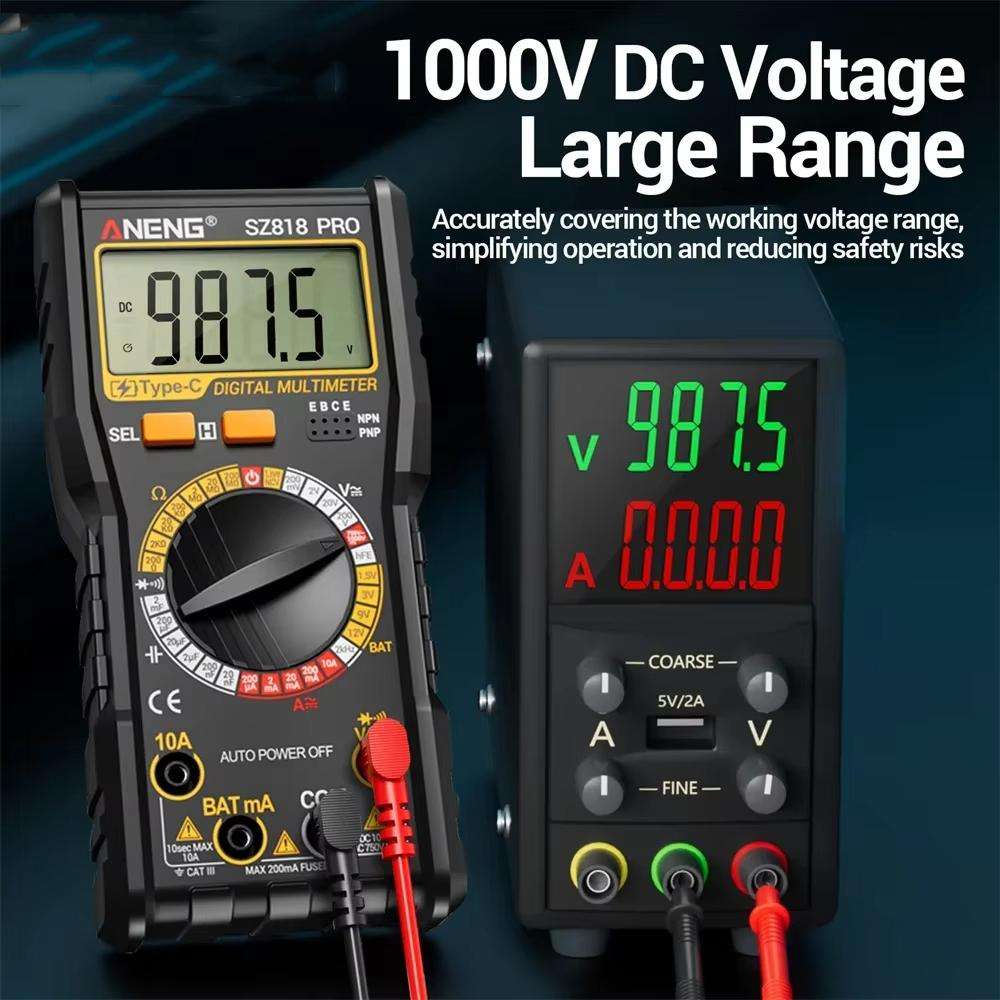 ANENG SZ818 Pro Rechargeable Digital Multimeter with NCV Detection Voltage Tester for AC/DC Curren