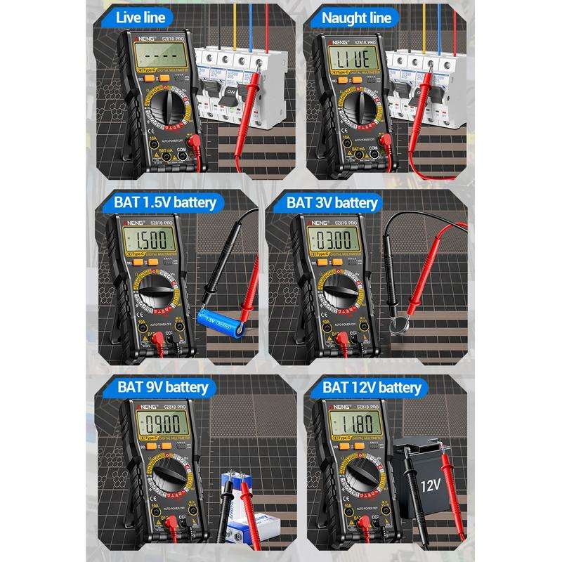 ANENG SZ818 Pro Rechargeable Digital Multimeter with NCV Detection Voltage Tester for AC/DC Curren