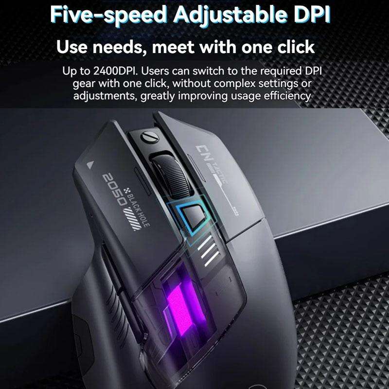 Inphic Bluetooth Wireless Mouse Office & Gaming LED Charging Mice, Spec: Dual Mode White