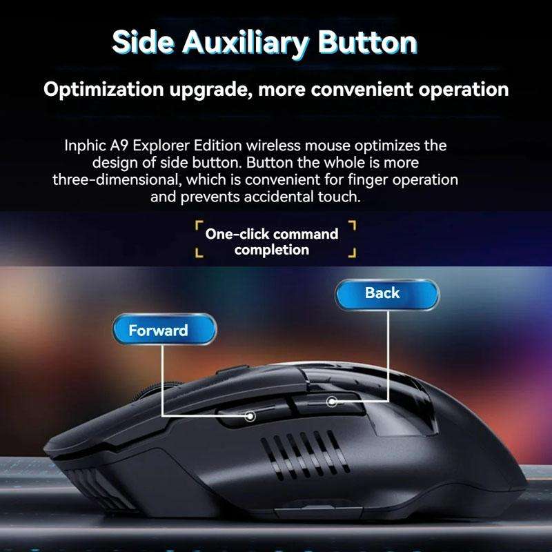 Inphic Bluetooth Wireless Mouse Office & Gaming LED Charging Mice, Spec: Dual Mode White